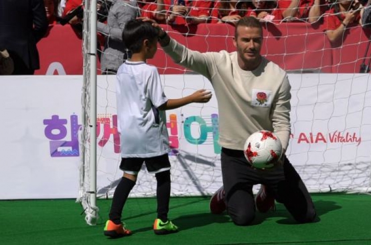 David Beckham visits Seoul to promote healthy living