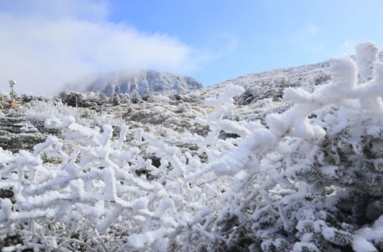 [Photo News] Hallasan peaks blanketed with first snow of season