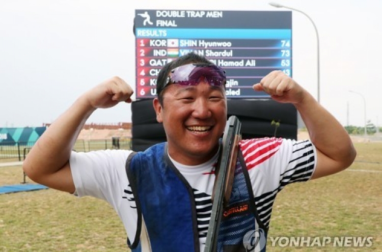 S. Korean shooter Shin Hyun-woo wins gold in men's double trap
