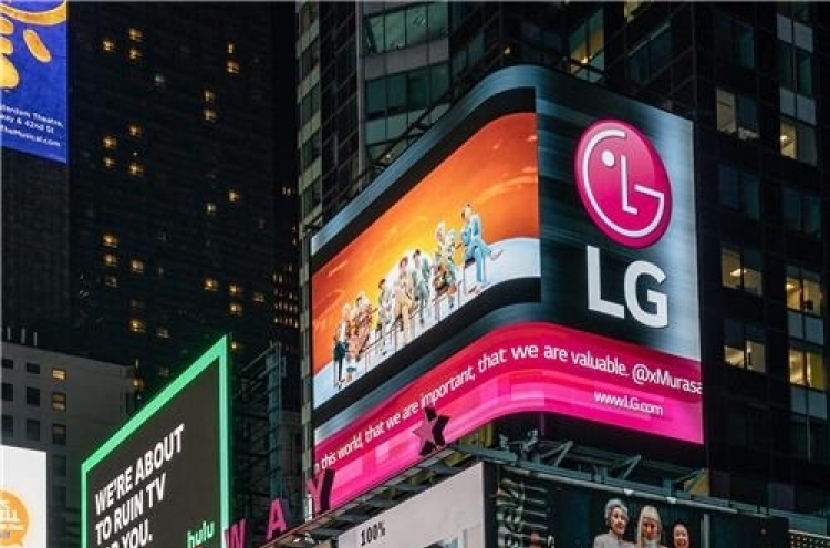 LG Electronics airs BTS video in New York's Times Square