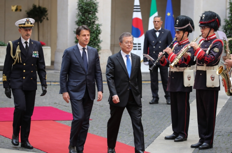 Leaders of Korea, Italy agree to upgrade ties