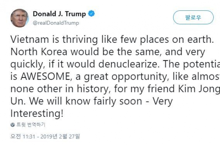 Trump says NK has 'awesome' potential if it denuclearizes