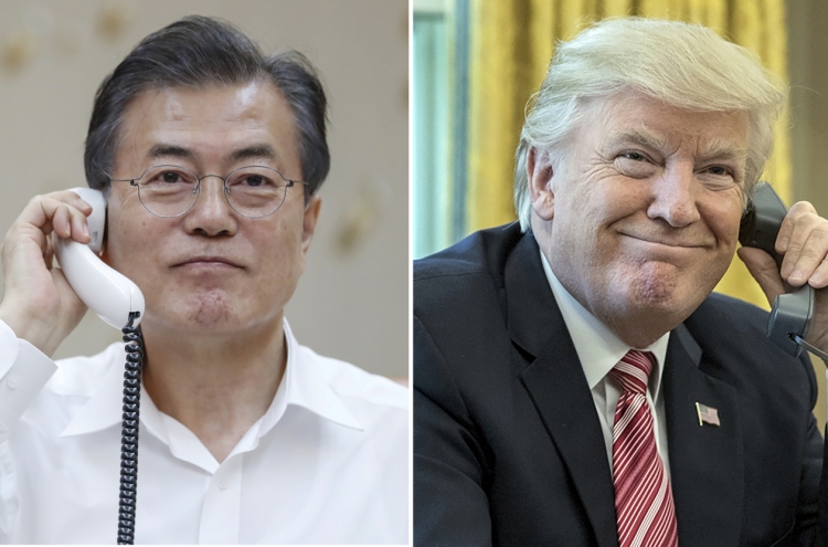 Moon, Trump to discuss N. Korea in phone talks: Cheong Wa Dae