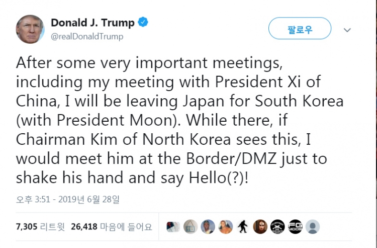 N. Korea says Trump's DMZ meeting offer 'interesting suggestion'