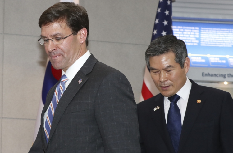 Esper raises concerns over S. Korea's decision to end intel-sharing pact with Japan: ministry