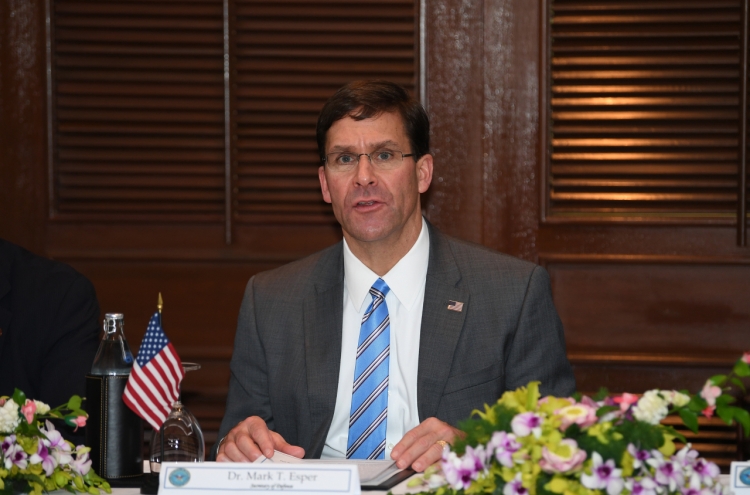 Esper: Unaware of any plans to withdraw troops from S. Korea