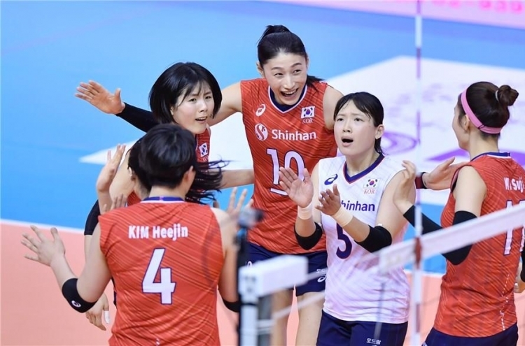 S. Korea defeats Kazakhstan to top group at Olympic women's volleyball qualifying tournament