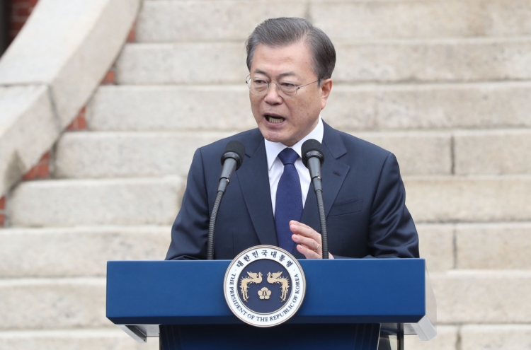 Moon says Korea can overcome COVID-19 crisis, makes overtures to N. Korea, Japan