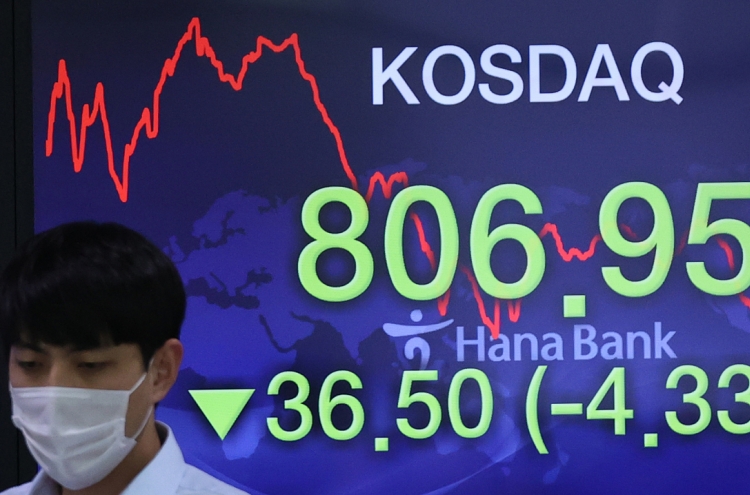 Seoul stocks tumble to over 1-month low on withering global
