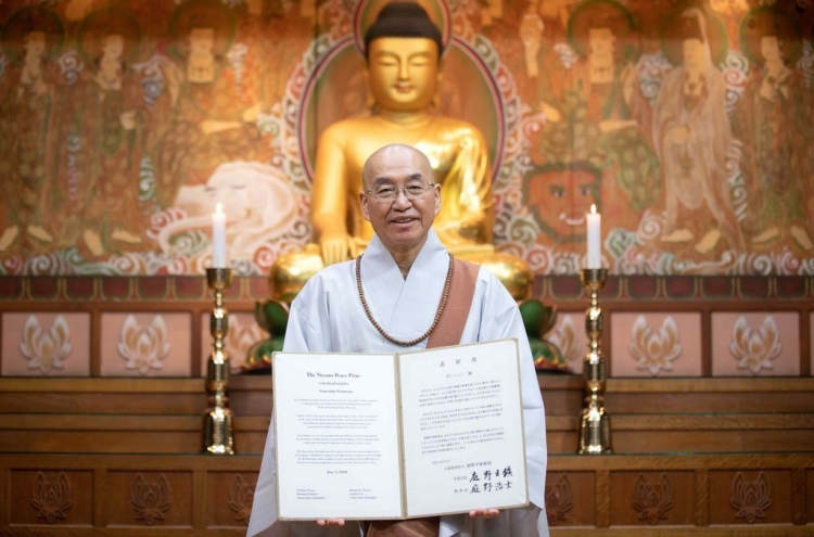 S. Korean monk receives Niwano Peace Prize, donates prize money
