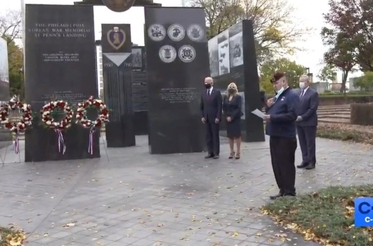 Biden visits Korean War memorial in Philadelphia on US Veterans Day