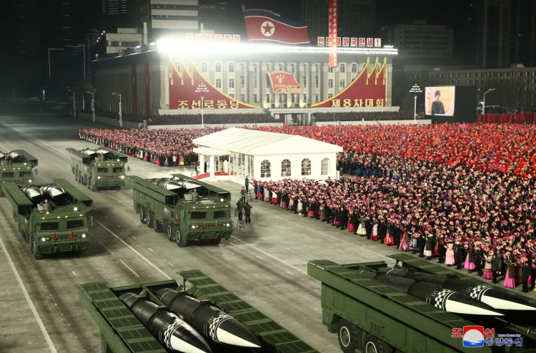 N. Korea holds military parade, showcases new SLBM