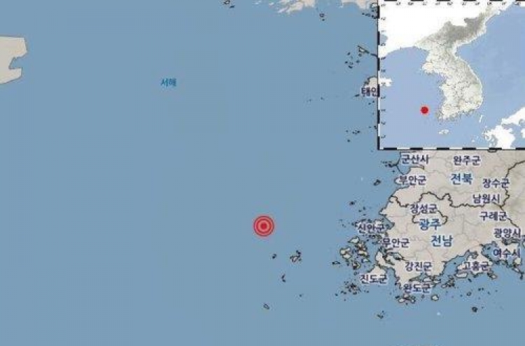 Minor quake hits waters off S. Korea's southwestern region: KMA