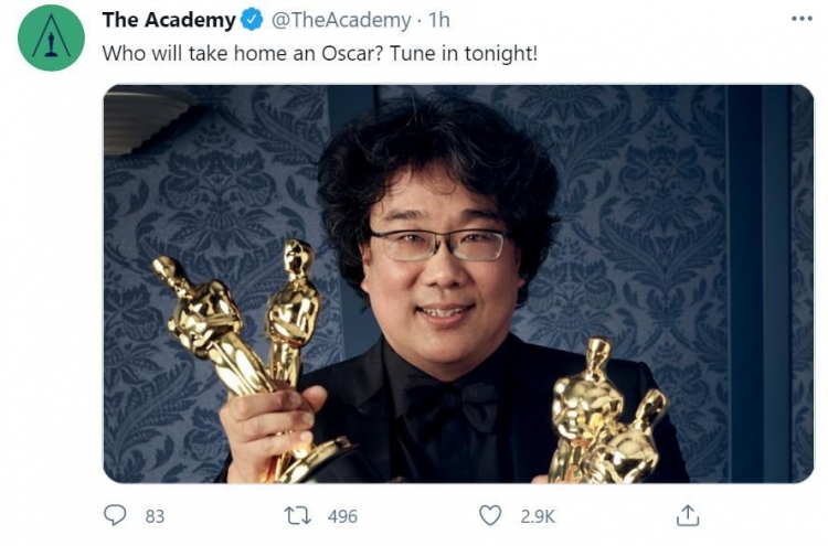 Bong praises art of filmmaking at Oscars