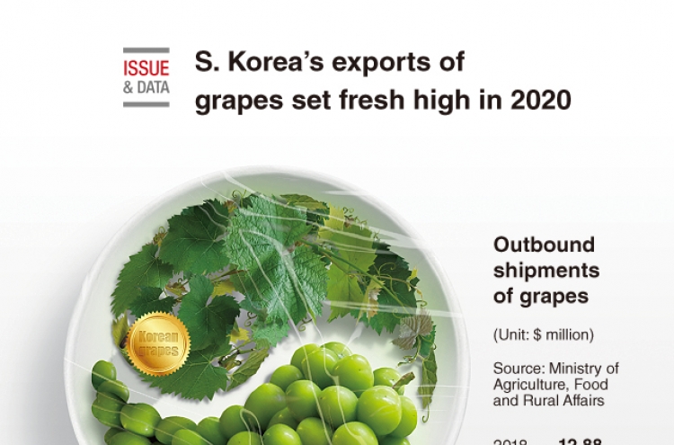 [Graphic News] S. Korea’s exports of grapes set fresh high in 2020