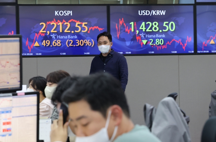 Seoul shares soar 2.3% on Wall Street rally