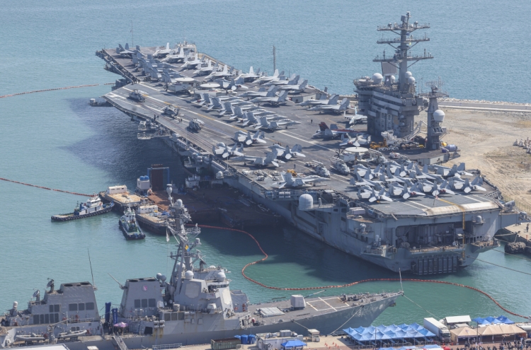 [From the Scene] Onboard USS Nimitz, allies vow ironclad defense