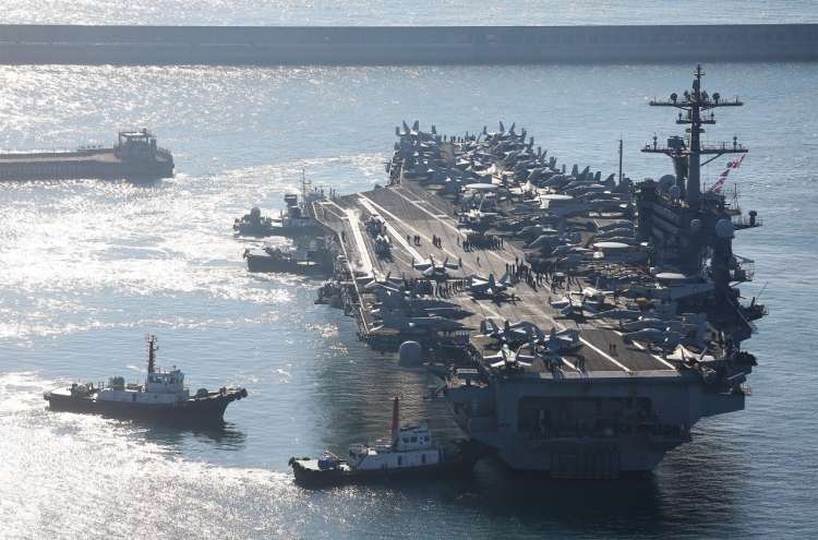 S. Korea, U.S., Japan stage joint naval drills involving aircraft carrier