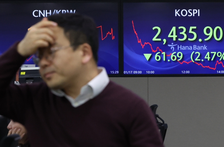 Seoul shares sink 2.5% on dimmed hope for Fed's rate cuts, China risk; won sharply down