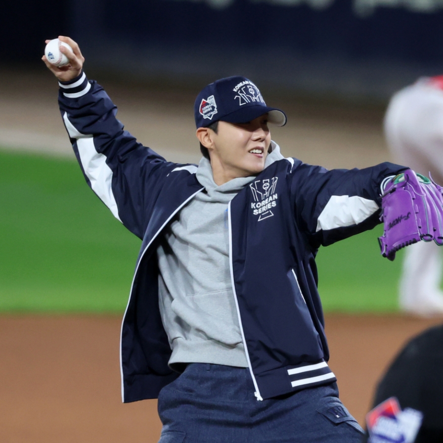 BTS member J-Hope throws out ceremonial pitch in Korean Series