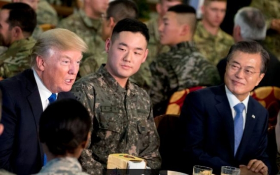 Moon welcomes Trump at US base