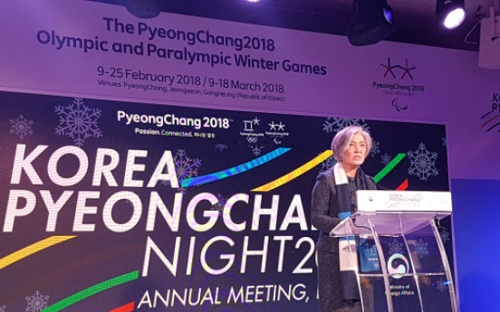 Kang in Davos, stresses Olympics’ role in easing NK tensions