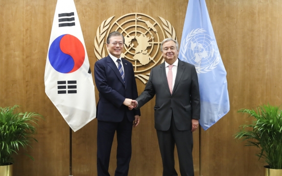 Moon urges UN’s support for peace process