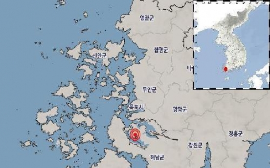 Minor earthquake hits S. Korea's southwestern region