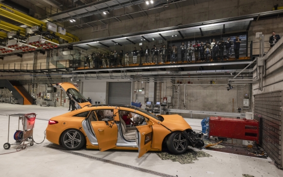 [From the Scene] Crash-tested, fire-proofed: Mercedes shows Korea how it keeps EVs safe