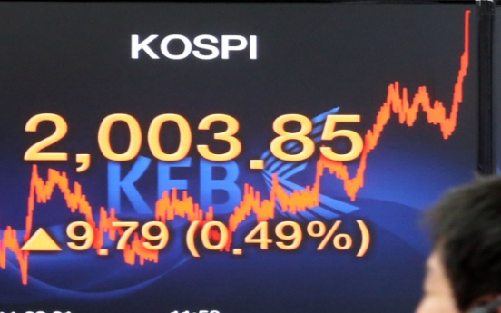 KOSPI breaks 2,000 for 1st time in three months