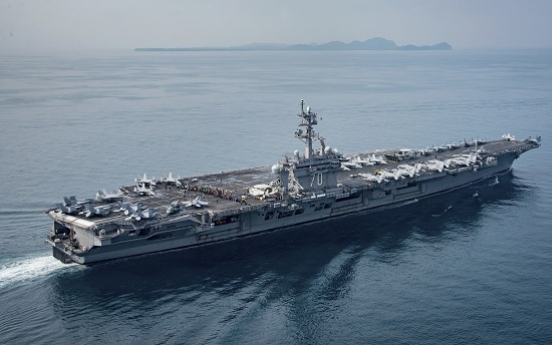 US carrier heading for Korea trains with Japanese destroyers