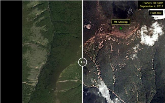 Satellite image shows landslides around NK nuclear test site