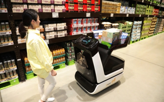E-mart unveils autonomous shopping cart Eli for test run