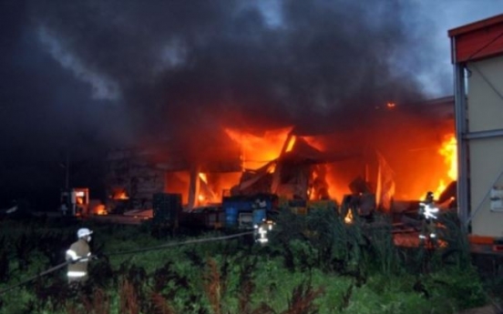 Large fire burns through sweet potato packing factory