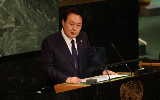 Global crisis can be overcome with freedom and solidarity, Yoon says at UN