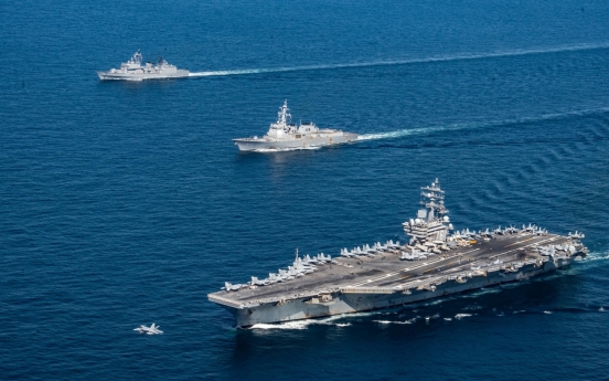 US aircraft carrier, S.Korean warships stage drills as allies vow tit-for-tat military actions