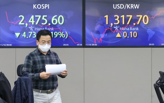 Seoul shares open lower on profit-taking, geopolitical woes