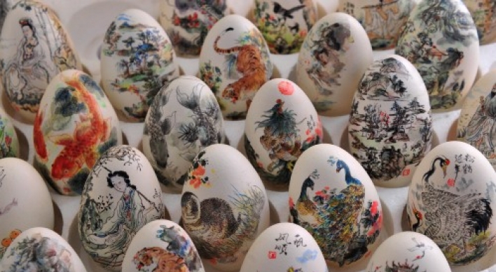 Egg painting exhibition in Wuhan, central China