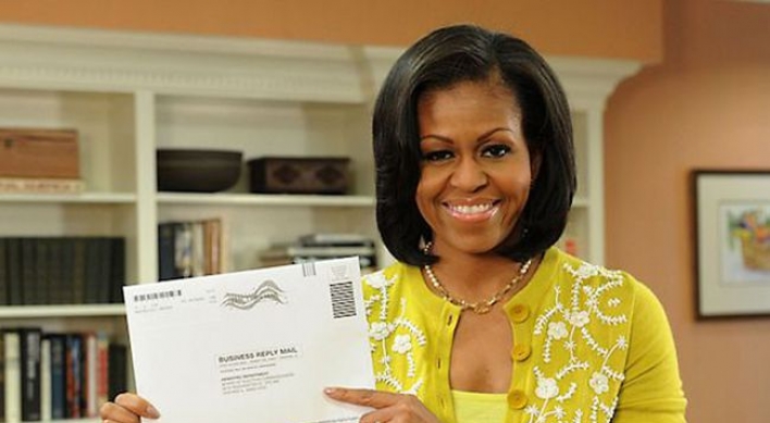 From Michelle with love, first lady casts vote