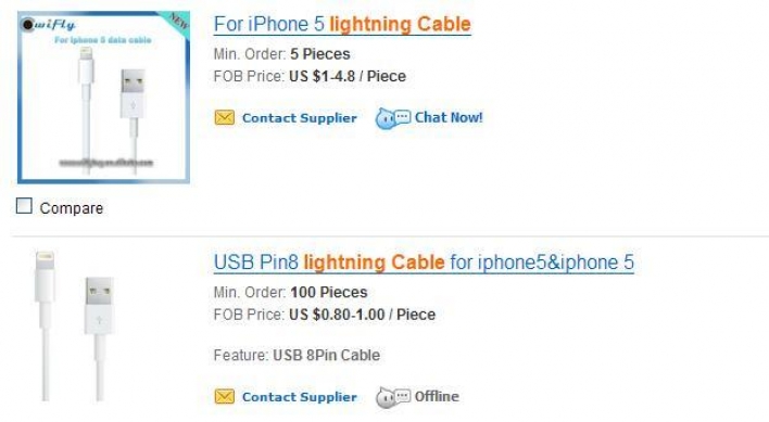 Chinese manufacturers sell Apple knockoff cables at bargain price