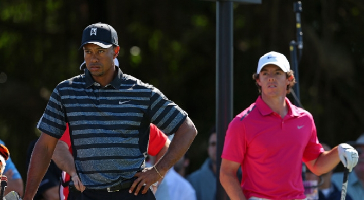 Tiger tied at top as McIlroy struggles