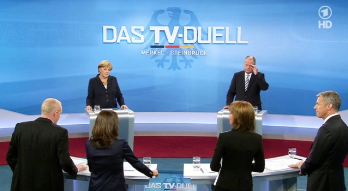 Merkel, election rival debate euro crisis