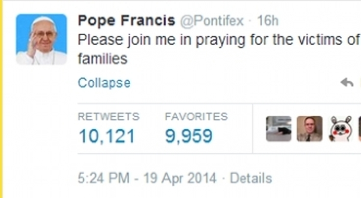 [Ferry Disaster] Pope sends condolences for S.Korea ferry victims
