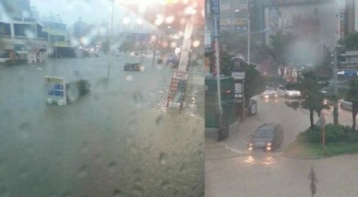부산 폭우 피해속출, 양덕여중 부산지하철 침수…‘물폭탄 수준’