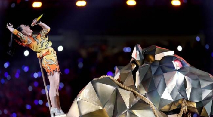 Katy Perry dazzles at Super Bowl halftime show