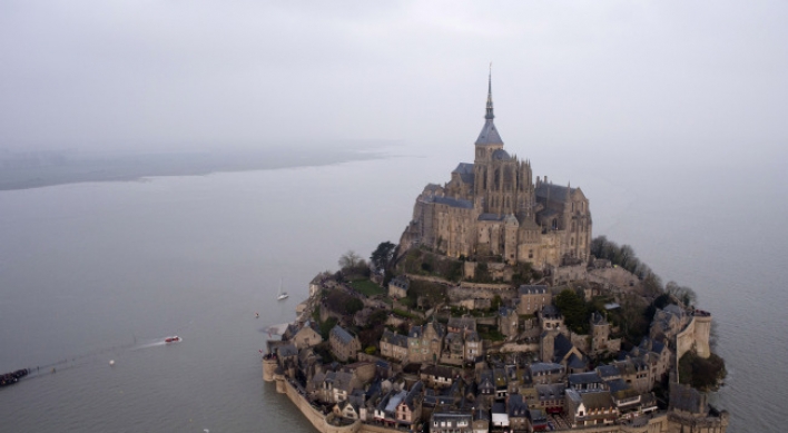 Super moon turns abbey into an island