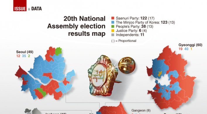 [Graphic News] 20th National Assembly election results map