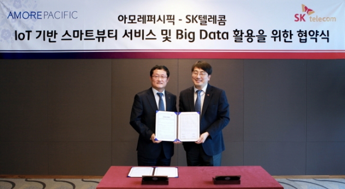 [Photo News] Amorepacific-SK Telecom agree on smart beauty services