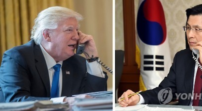 [Urgent] Hwang, Trump hold phone talks over NK provocation