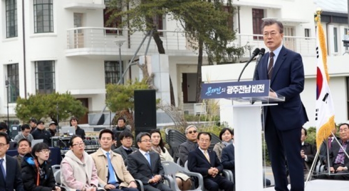 Moon offers solace, investment in pledges to political hometown